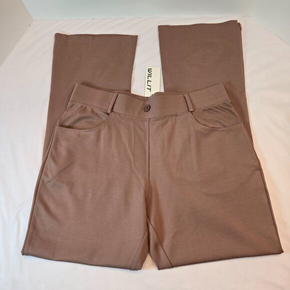 Willit Pants - WILLIT Women's Yoga Dress Pants Straight Leg Work Slacks Stretchy  Sz: L Taupe